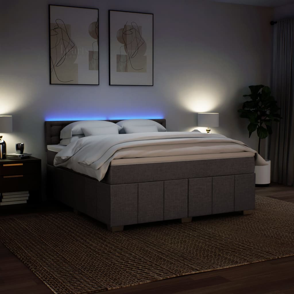 Boxspring met matras stof taupe 180x200 cm