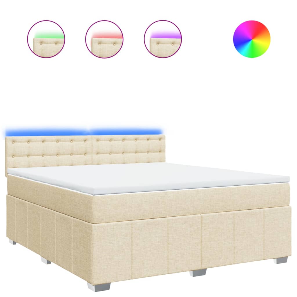 Boxspring met matras stof crèmekleurig 180x200 cm