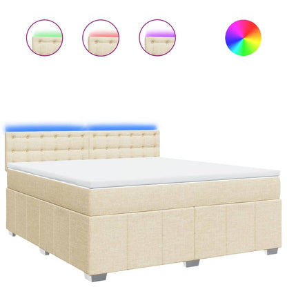 Boxspring met matras stof crèmekleurig 180x200 cm