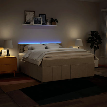 Boxspring met matras stof crèmekleurig 180x200 cm