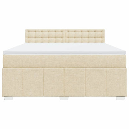 Boxspring met matras stof crèmekleurig 180x200 cm