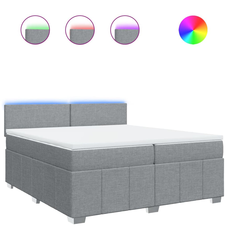 Boxspring met matras stof lichtgrijs 200x200 cm