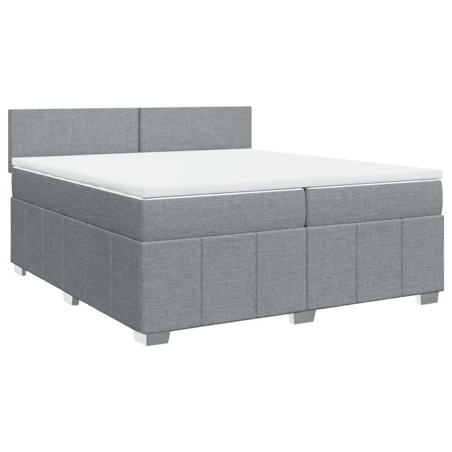 Boxspring met matras stof lichtgrijs 200x200 cm