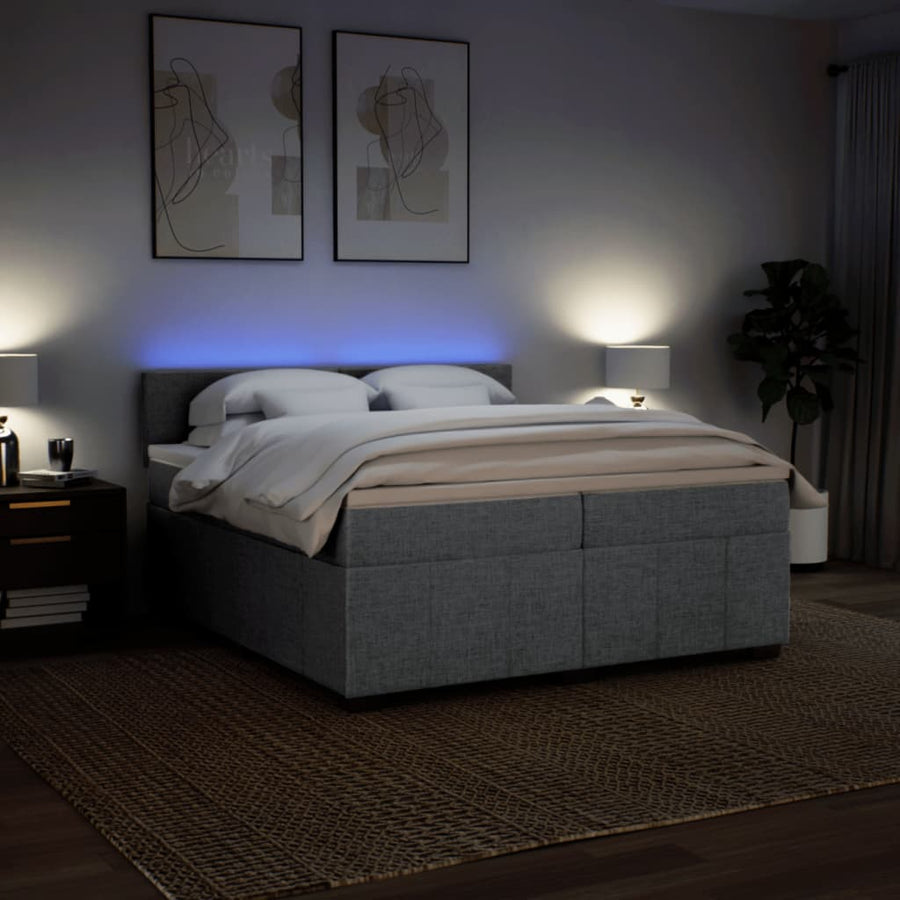 Boxspring met matras stof lichtgrijs 200x200 cm