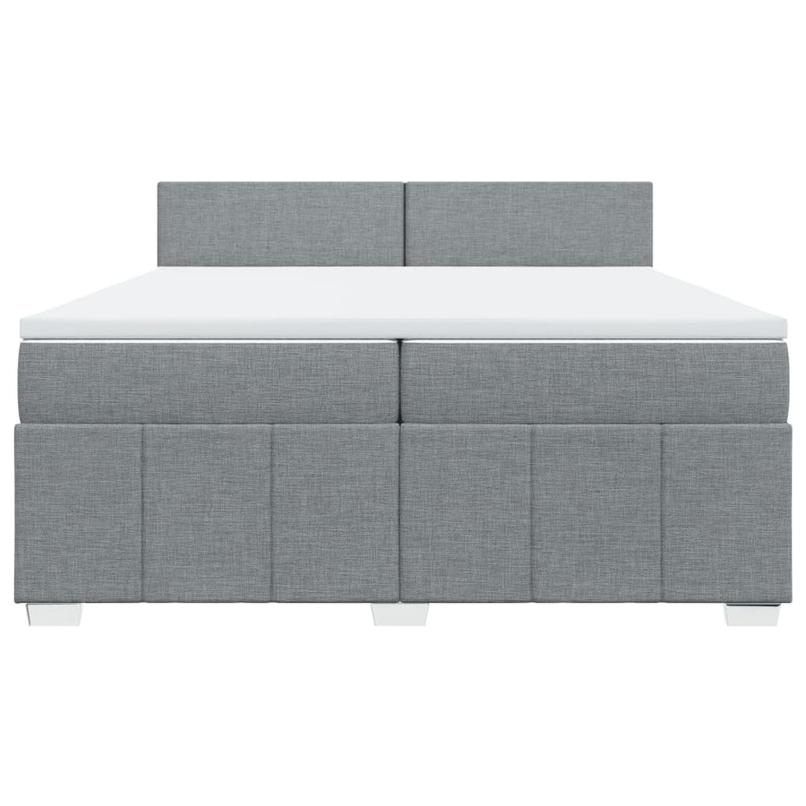Boxspring met matras stof lichtgrijs 200x200 cm