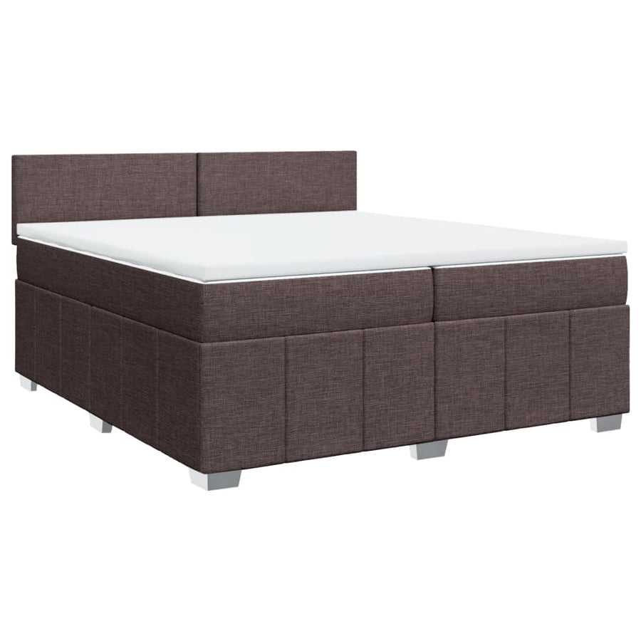 Boxspring met matras stof donkerbruin 200x200 cm