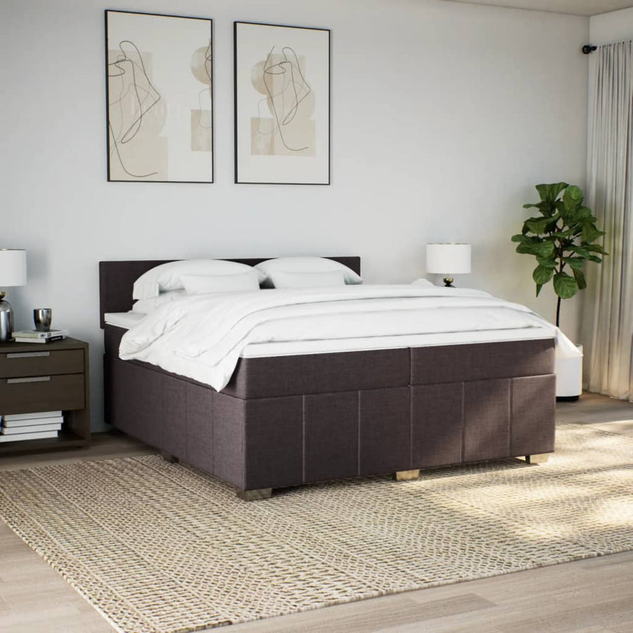 Boxspring met matras stof donkerbruin 200x200 cm