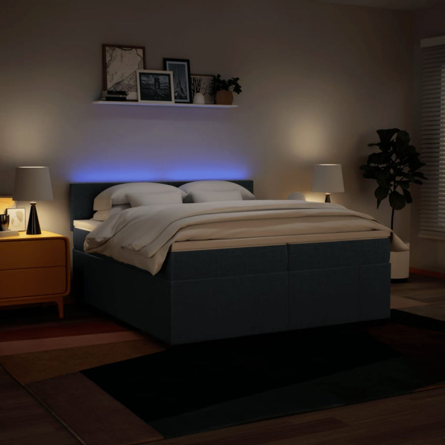 Boxspring met matras stof blauw 200x200 cm