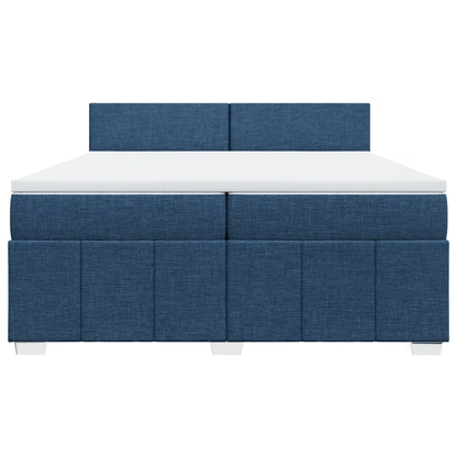 Boxspring met matras stof blauw 200x200 cm