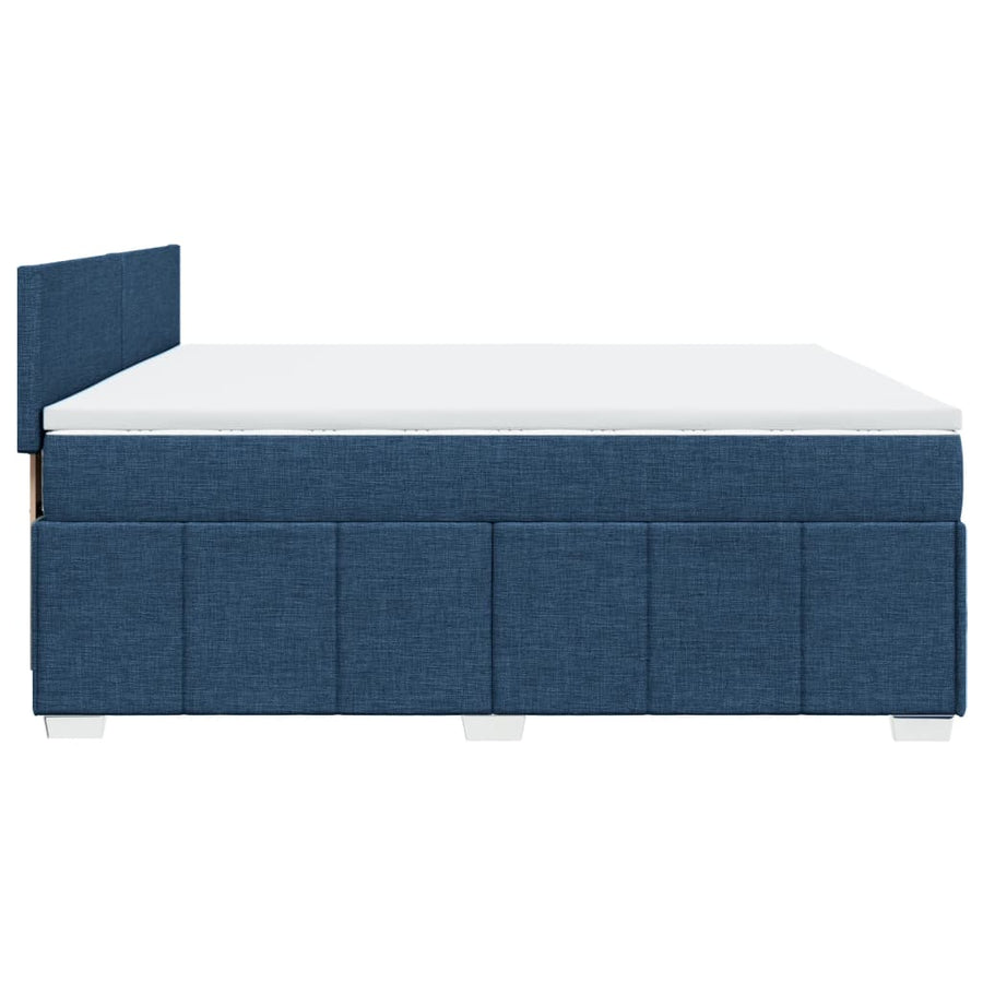 Boxspring met matras stof blauw 200x200 cm