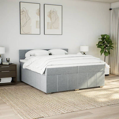 Boxspring met matras stof lichtgrijs 200x200 cm