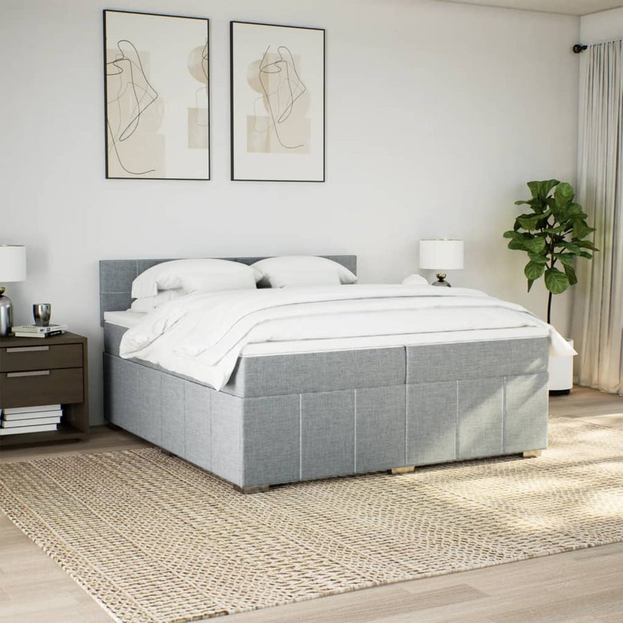 Boxspring met matras stof lichtgrijs 200x200 cm