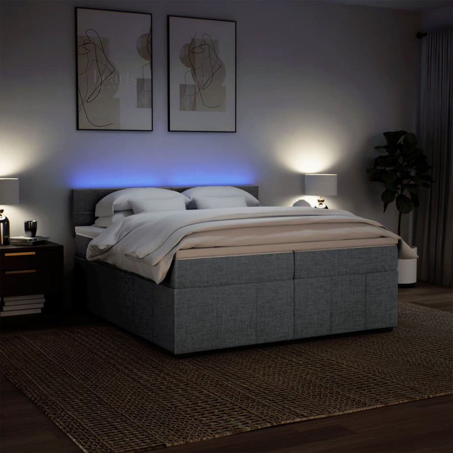 Boxspring met matras stof lichtgrijs 200x200 cm