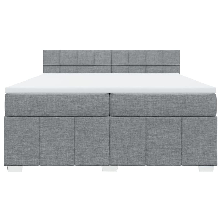 Boxspring met matras stof lichtgrijs 200x200 cm