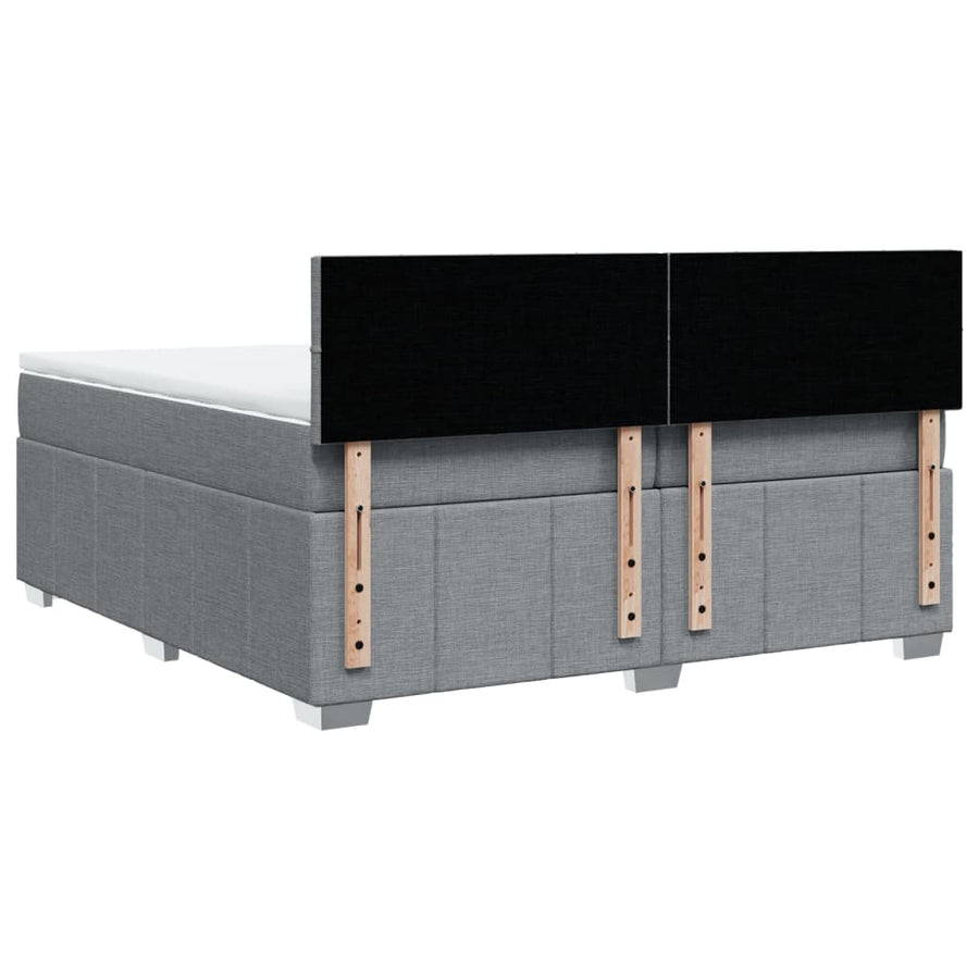 Boxspring met matras stof lichtgrijs 200x200 cm