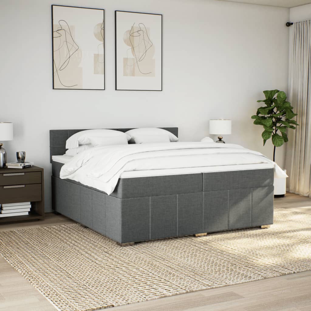 Boxspring met matras stof donkergrijs 200x200 cm