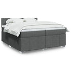 Boxspring 200x200 cm donkergrijs met pocketveringmatras