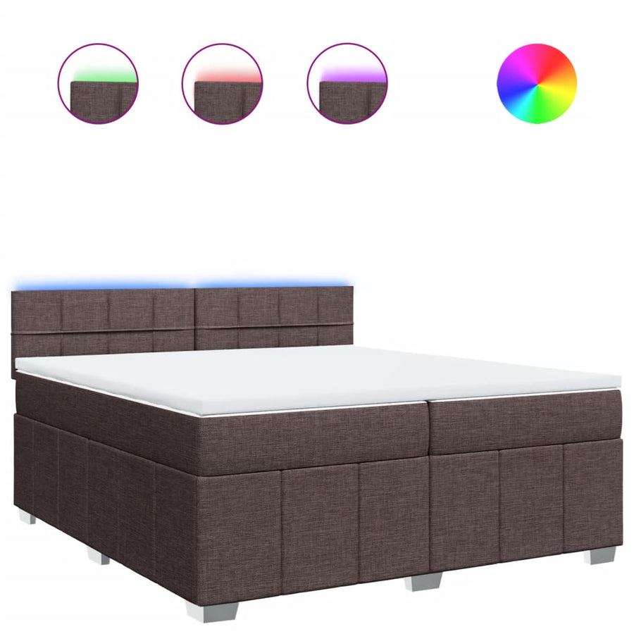 Boxspring met matras stof donkerbruin 200x200 cm