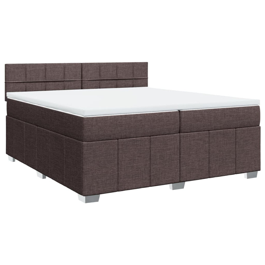 Boxspring met matras stof donkerbruin 200x200 cm