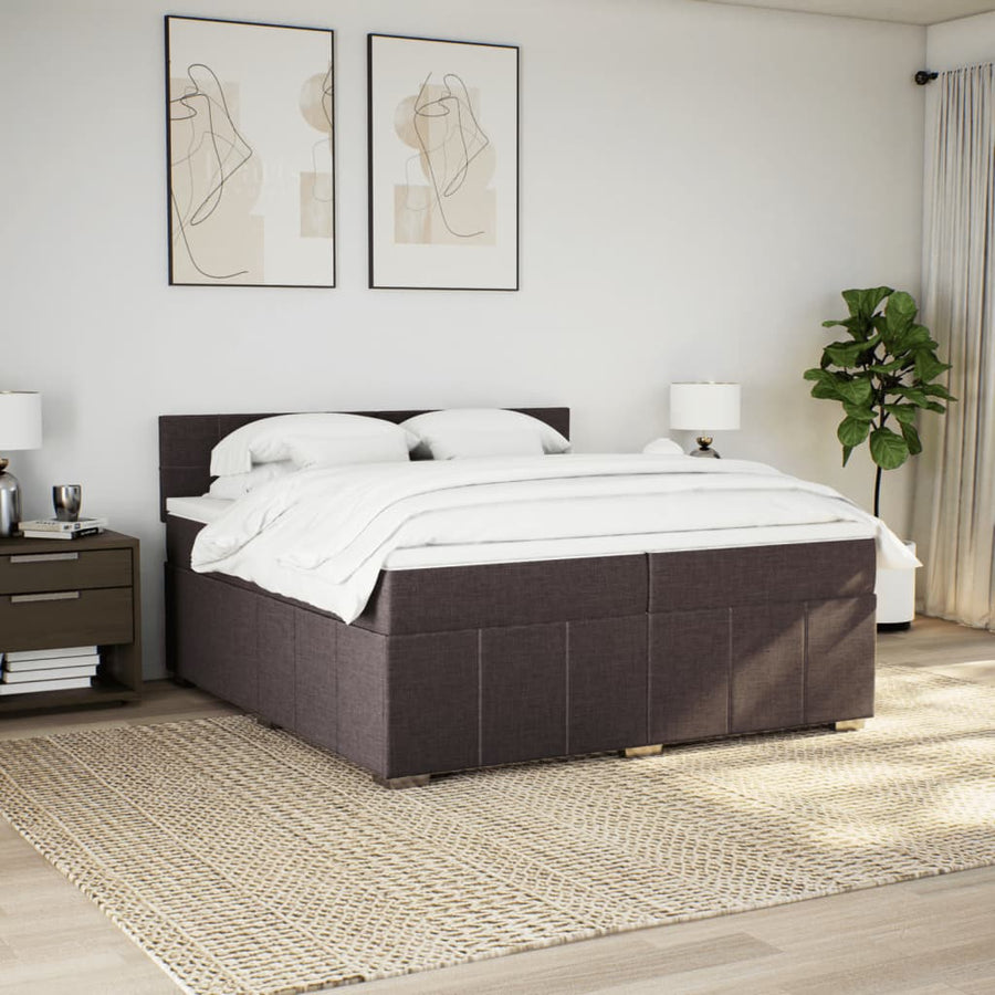 Boxspring met matras stof donkerbruin 200x200 cm