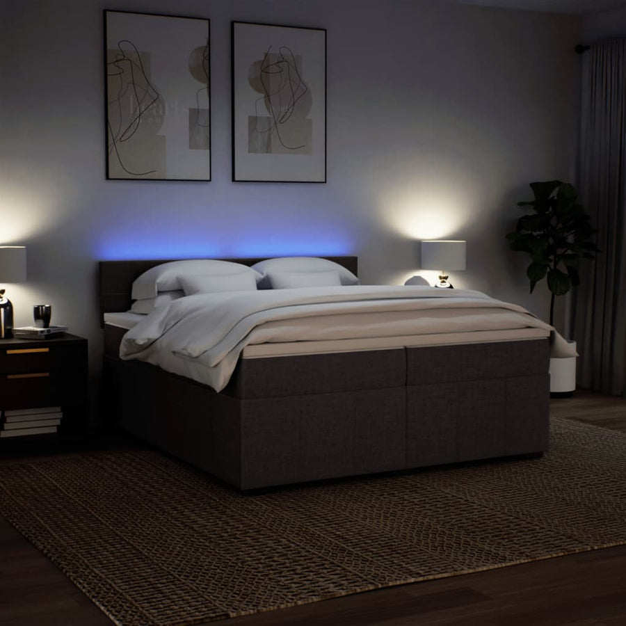 Boxspring met matras stof donkerbruin 200x200 cm