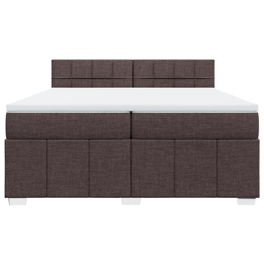 Boxspring met matras stof donkerbruin 200x200 cm