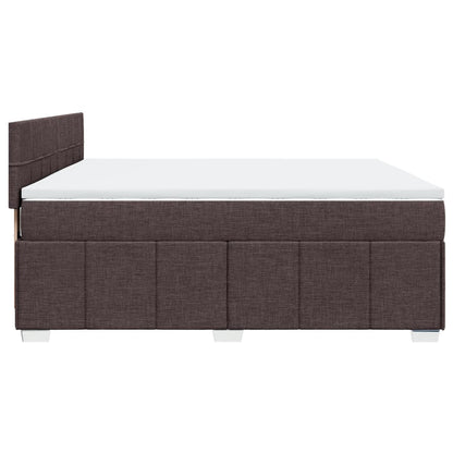 Boxspring met matras stof donkerbruin 200x200 cm