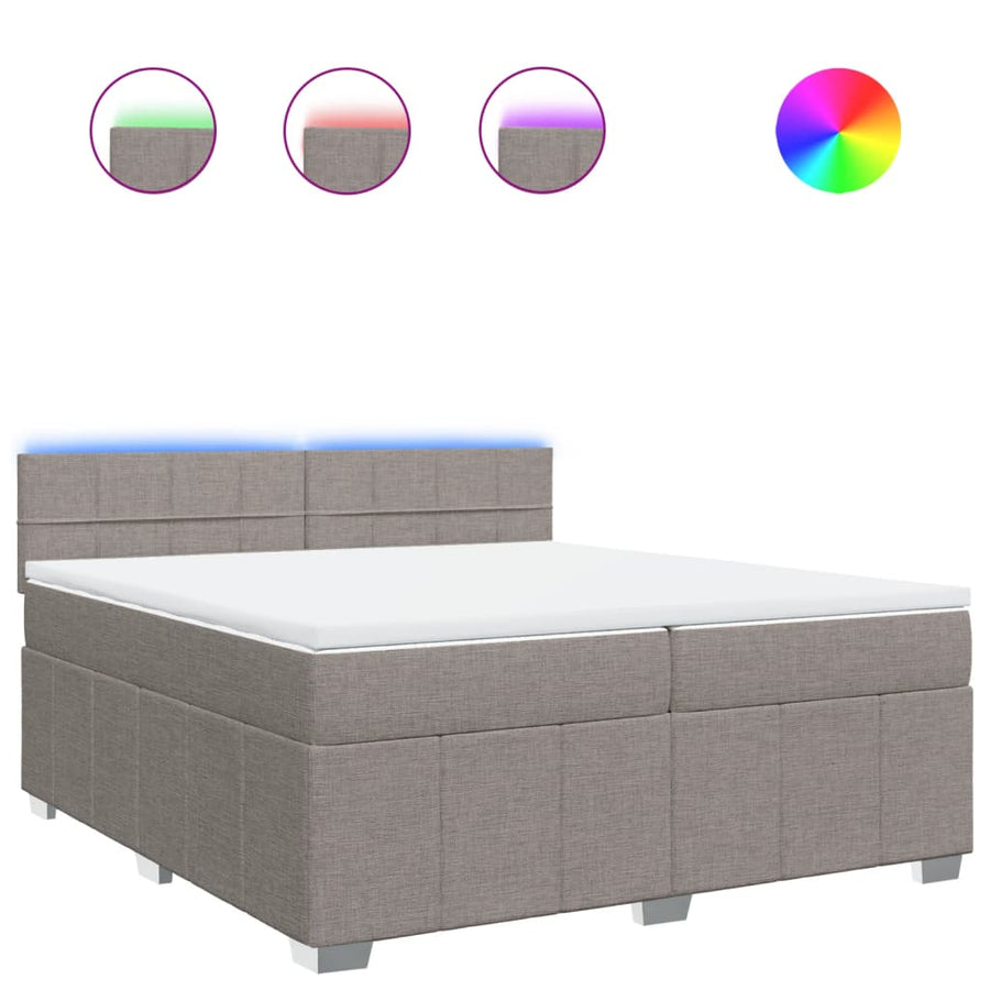 Boxspring met matras stof taupe 200x200 cm
