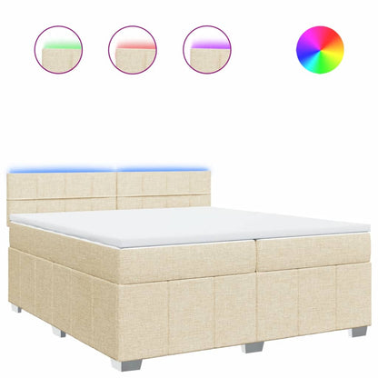 Boxspring met matras stof crèmekleurig 200x200 cm
