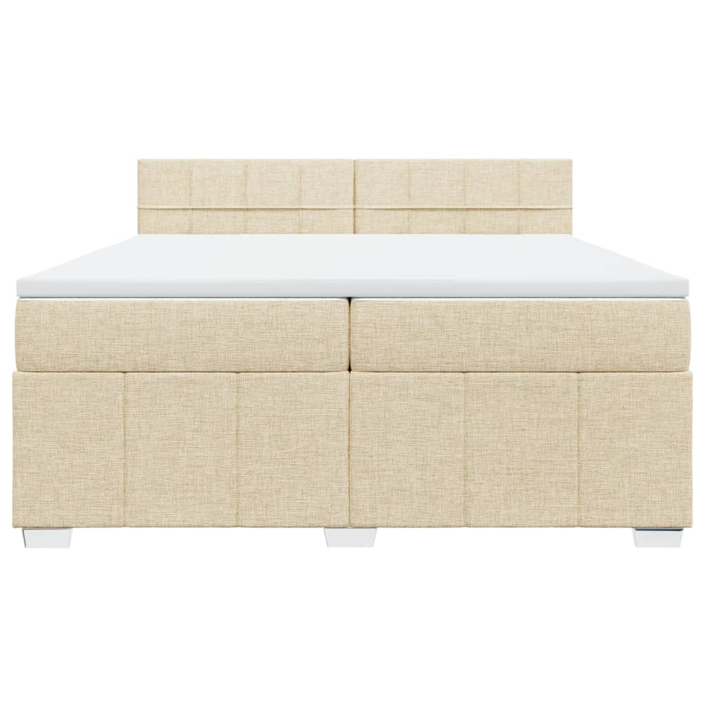 Boxspring met matras stof crèmekleurig 200x200 cm