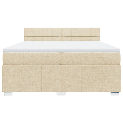 Boxspring met matras stof crèmekleurig 200x200 cm