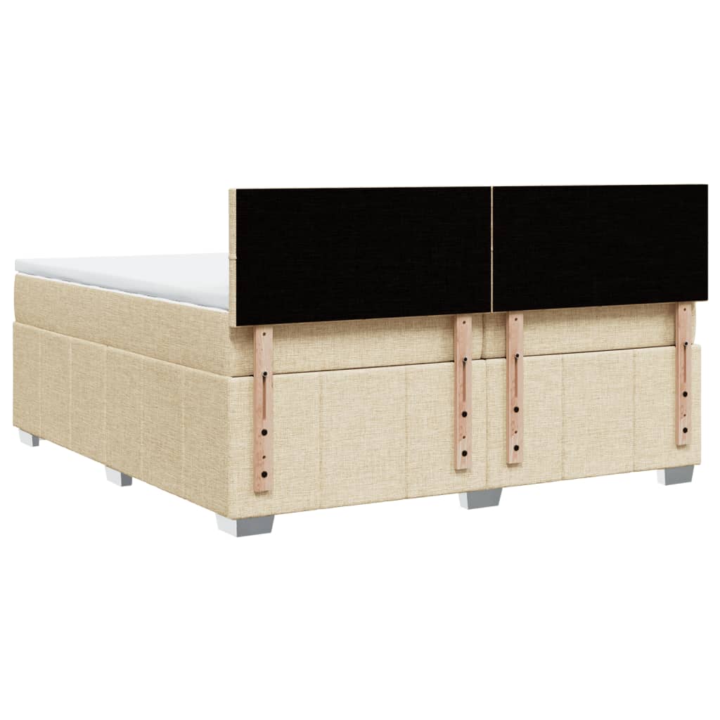 Boxspring met matras stof crèmekleurig 200x200 cm
