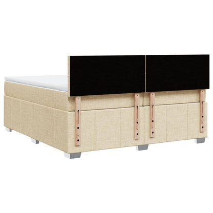 Boxspring met matras stof crèmekleurig 200x200 cm
