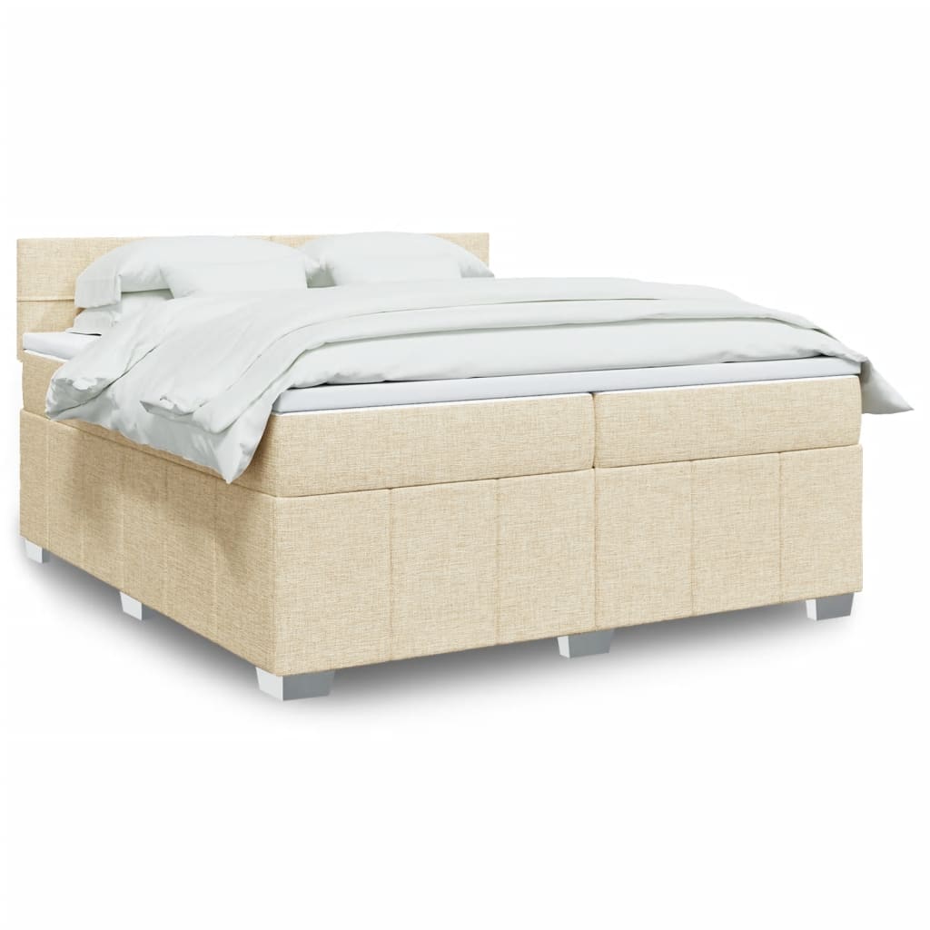 Boxspring met matras stof crèmekleurig 200x200 cm