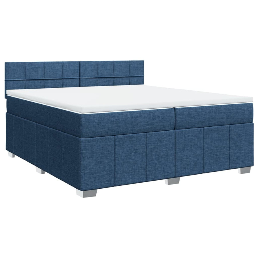 Boxspring met matras stof blauw 200x200 cm
