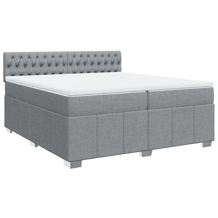 Boxspring met matras stof lichtgrijs 200x200 cm