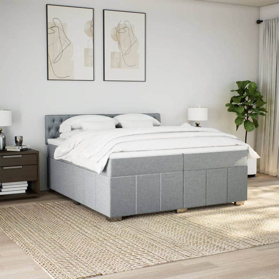 Boxspring met matras stof lichtgrijs 200x200 cm