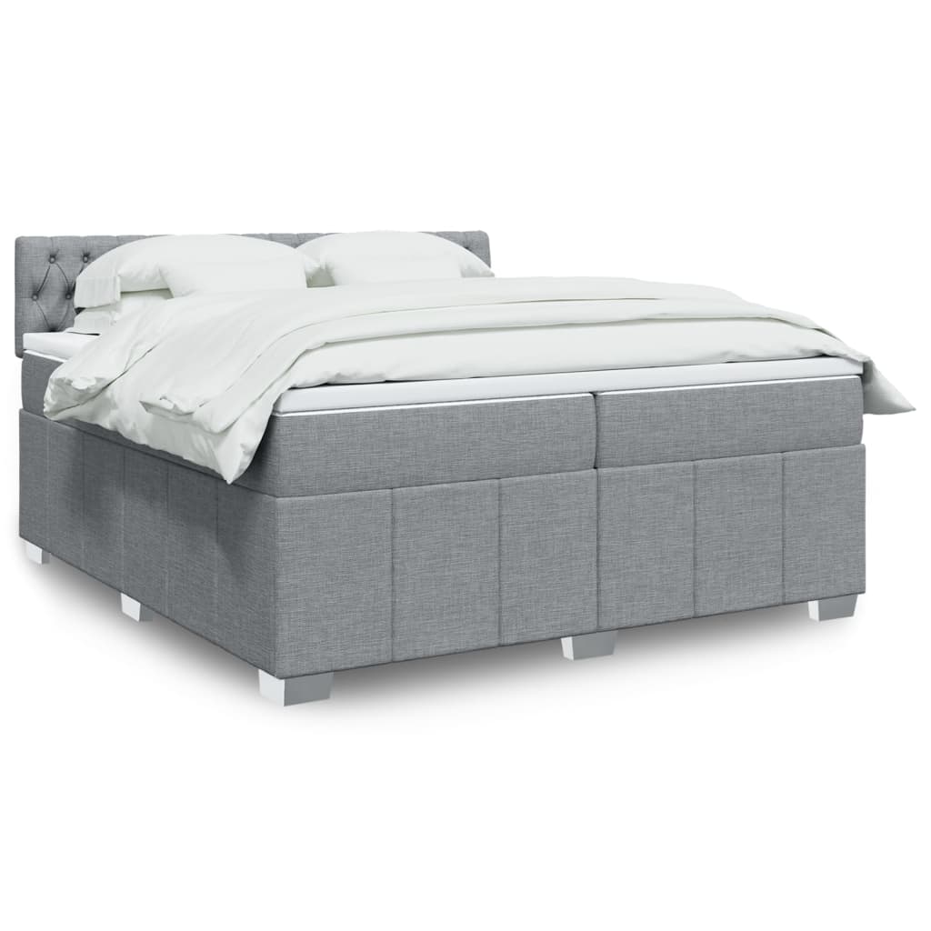 Boxspring met matras stof lichtgrijs 200x200 cm