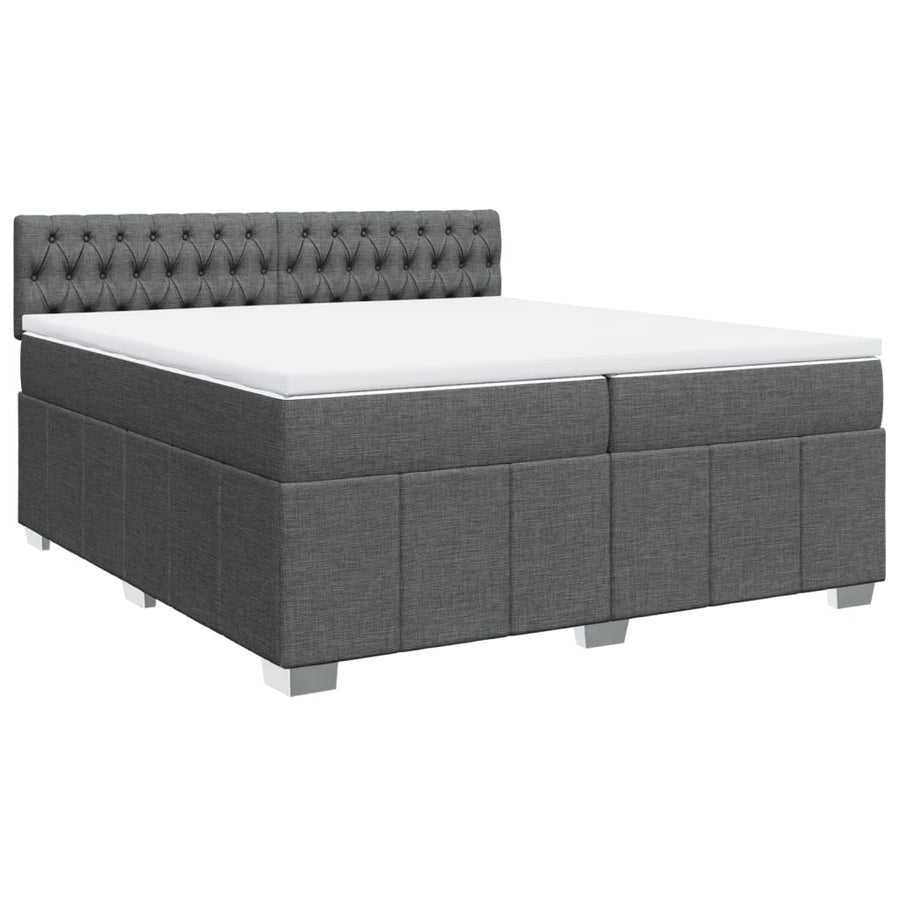 Boxspring met matras stof donkergrijs 200x200 cm