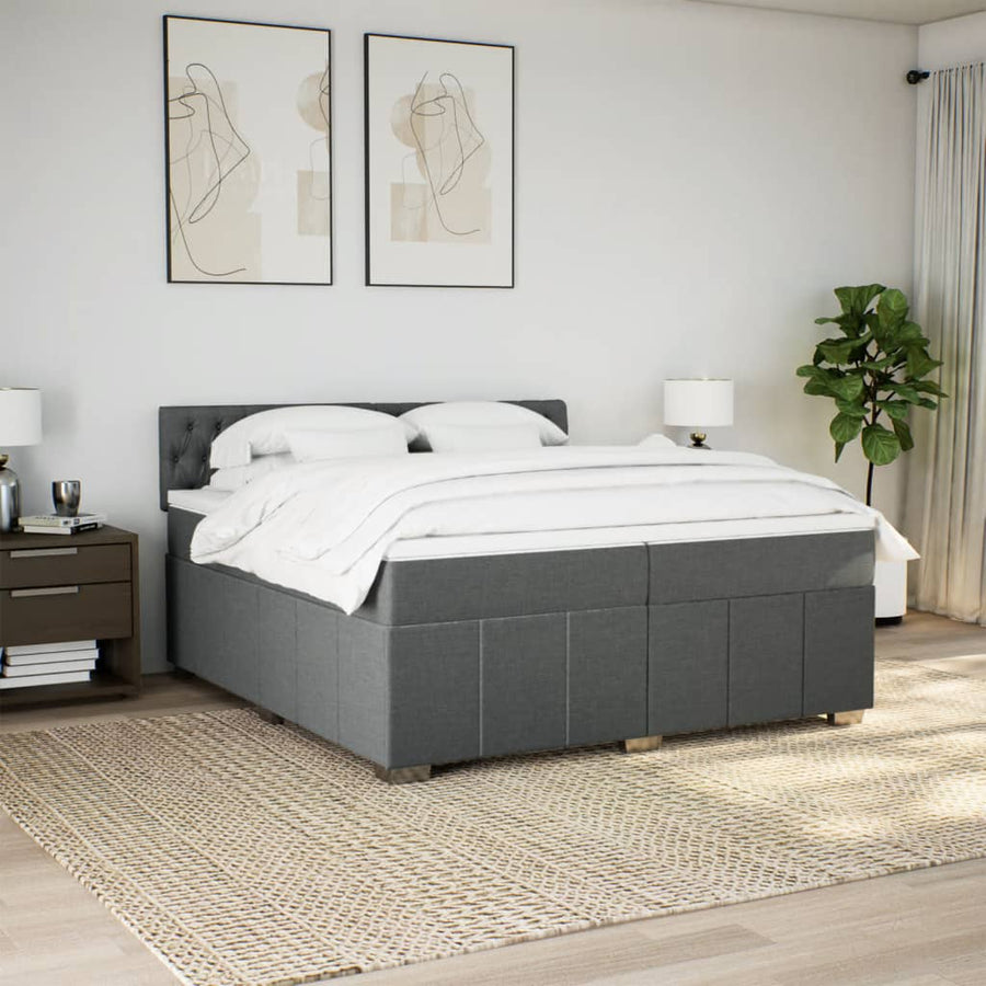 Boxspring met matras stof donkergrijs 200x200 cm