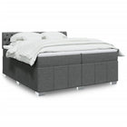 Box spring with dark gray fabric mattress 200x200 cm