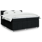 Box spring bed with mattress fabric black 200x200 cm