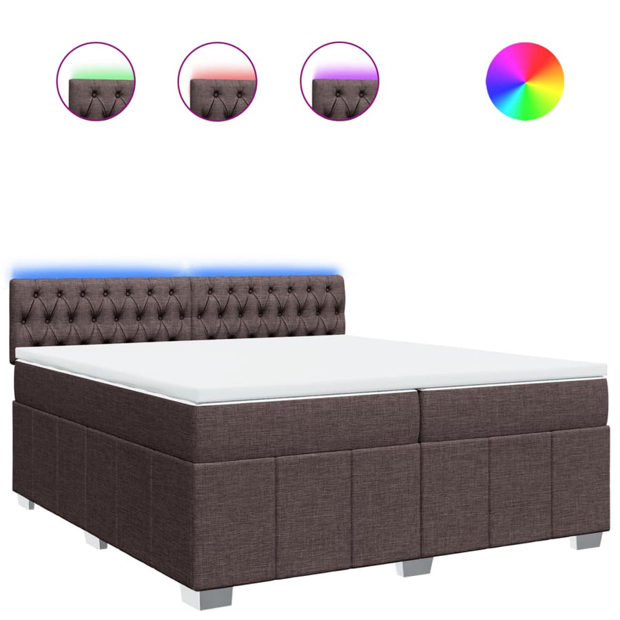 Boxspring met matras stof donkerbruin 200x200 cm