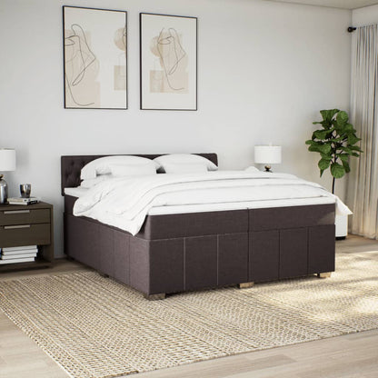 Boxspring met matras stof donkerbruin 200x200 cm