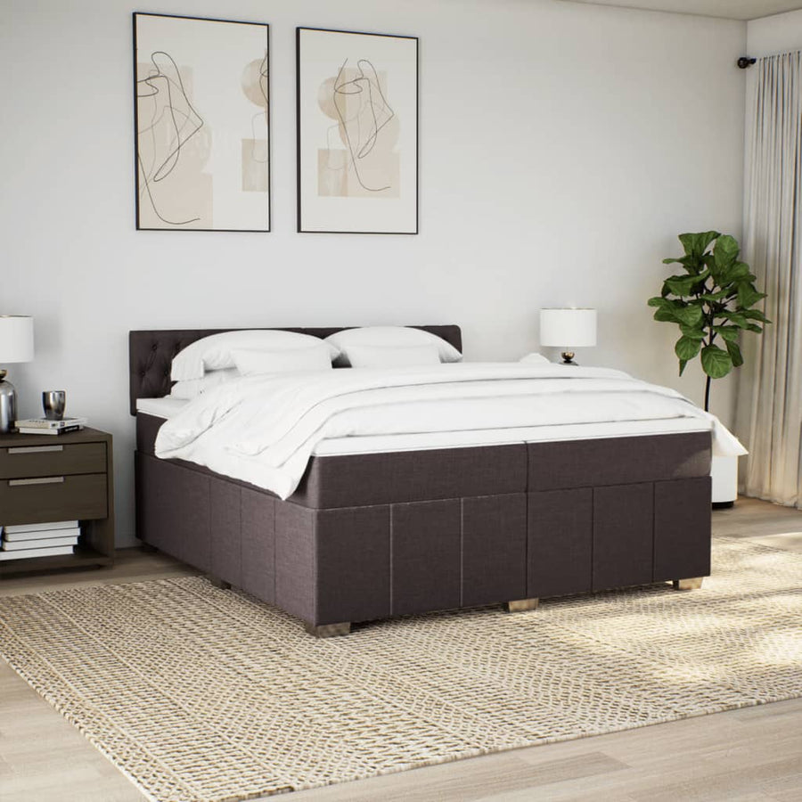 Boxspring met matras stof donkerbruin 200x200 cm