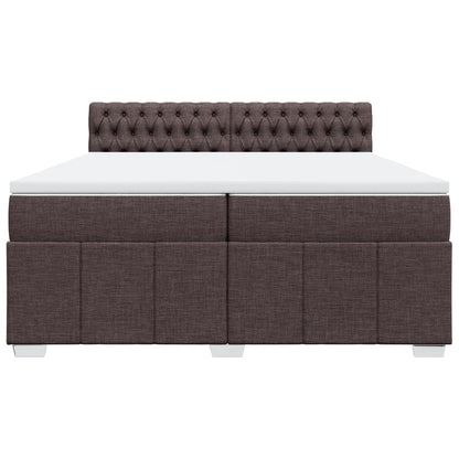 Boxspring met matras stof donkerbruin 200x200 cm