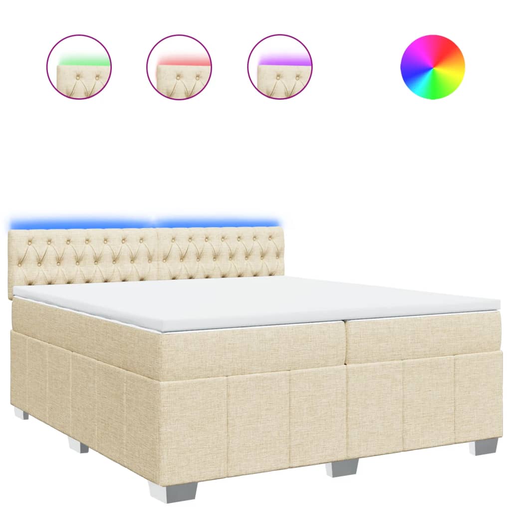 Boxspring met matras stof crèmekleurig 200x200 cm