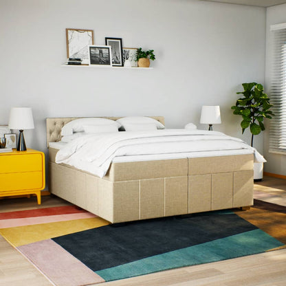 Boxspring met matras stof crèmekleurig 200x200 cm