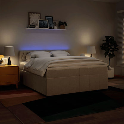 Boxspring met matras stof crèmekleurig 200x200 cm