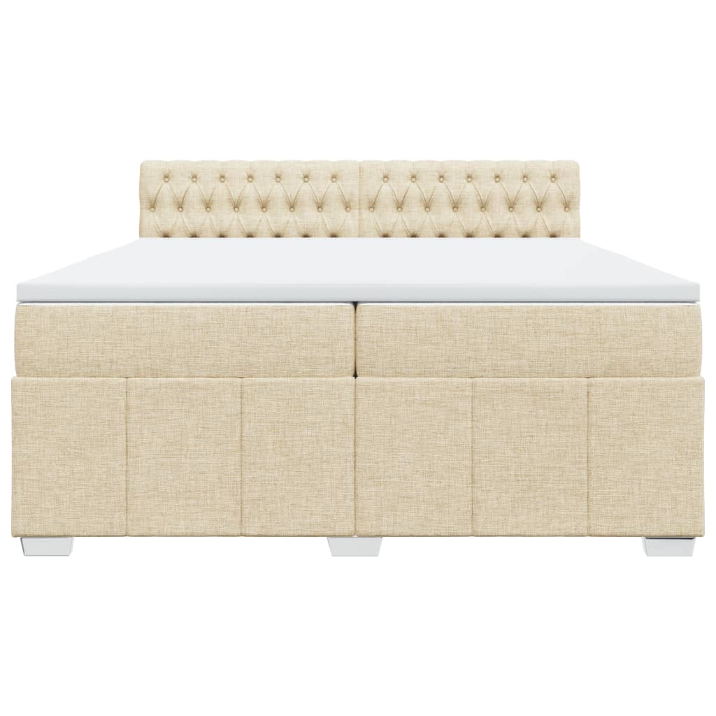 Boxspring met matras stof crèmekleurig 200x200 cm